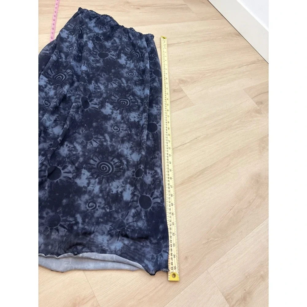 Daisy Street Mesh Maxi Skirt Womens Medium Blue Celestial Sun Print Grunge Y2K